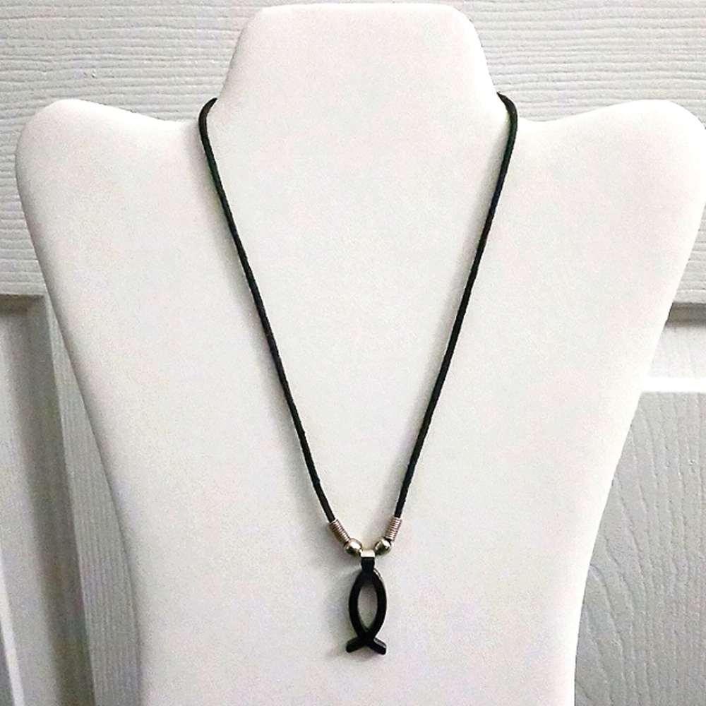 Ichthus Gun Metal Fish Necklace